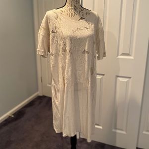 Free People Ivory Crochet Tunic Cross Back S GUC